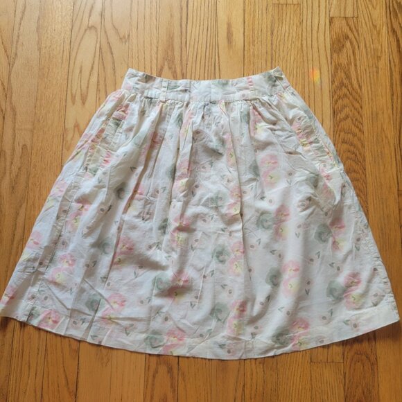 MNG By Mango Floral Skirt Size 2 Cotton Blend Womens Soft Pastel Colors - Picture 2 of 6